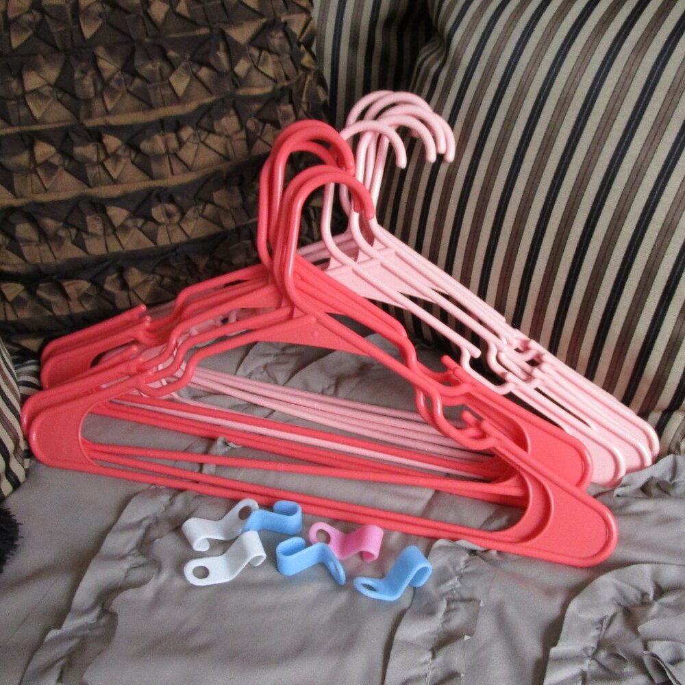 lot of plastic hangers